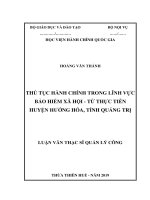 THỦ tục HÀNH CHÍNH TRONG LĨNH vực bảo HIỂM xã hội   từ THỰC TIỄN HUYỆN HƯỚNG hóa, TỈNH QUẢNG TRỊ 