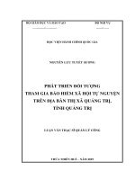 PHÁT TRIỂN đối TƯỢNG THAM GIA bảo HIỂM xã hội tự NGUYỆN TRÊN địa bàn THỊ xã QUẢNG TRỊ, TỈNH QUẢNG TRỊ 