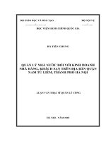 Quản lý nhà nước đối với kinh doanh nhà hàng, khách sạn trên địa bàn quận nam từ liêm, thành phố hà nội 