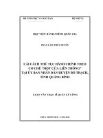 CẢI CÁCH THỦ tục HÀNH CHÍNH THEO cơ CHẾ một cửa LIÊN THÔNG tại ủy BAN NHÂN dân HUYỆN bố TRẠCH, TỈNH QUẢNG BÌNH 