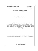 Bảo đảm quyền bào chữa của bị cáo trong tố tụng hình sự, từ thực tiễn tỉnh phú thọ 