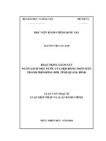 HOẠT ĐỘNG GIÁM sát NGÂN SÁCH NHÀ nước của hội ĐỒNG NHÂN dân THÀNH PHỐ ĐỒNG hới, TỈNH QUẢNG BÌNH 