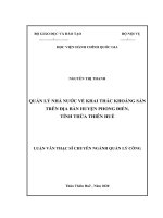 QUẢN lý NHÀ nước về KHAI THÁC KHOÁNG sản TRÊN địa bàn HUYỆN PHONG điền, TỈNH THỪA THIÊN HUẾ 