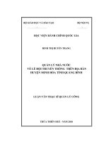 QUẢN lý NHÀ nước về lễ hội TRUYỀN THỐNG TRÊN địa bàn HUYỆN MINH hóa, TỈNH QUẢNG BÌNH 