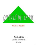 Bài giảng Quản lý dự án phần mềm: Quản lý phạm vi - Nguyễn Anh Hào