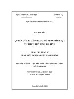 QUYỀN của bị cáo TRONG tố TỤNG HÌNH sự   từ THỰC TIỄN TỈNH hà TĨNH 