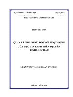 Quản lý nhà nước đối với hoạt động của đạo tin lành trên địa bàn tỉnh lai châu 