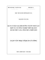 QUẢN lý đào tạo, bồi DƯỠNG NGUỒN NHÂN lực hợp tác xã NÔNG NGHIỆP TRÊN địa bàn HUYỆN PHÚ VANG, TỈNH THỪA THIÊN HUẾ 