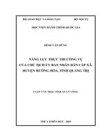 NĂNG lực THỰC THI CÔNG vụ của CHỦ TỊCH ủy BAN NHÂN dân cấp xã, HUYỆN HƯỚNG hóa, TỈNH QUẢNG TRỊ 