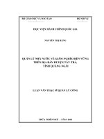 QUẢN lý NHÀ nước về GIẢM NGHÈO bền VỮNG TRÊN địa bàn HUYỆN tây TRÀ, TỈNH QUẢNG NGÃI 
