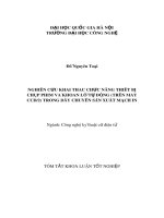 Tóm tắt khóa luận tốt nghiệp Công nghệ kỹ thuật cơ điện tử: Nghiên cứu khai thác chức năng thiết bị chụp phim và khoan lỗ tự động (trên máy ccd/2) trong dây chuyền