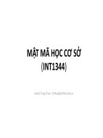 Bài giảng Mật mã học: Mật mã cơ sở - Huỳnh Trọng Thưa