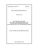 QUẢN TRỊ rủi RO tín DỤNG đối với DOANH NGHIỆP NHỎ và vừa tại NGÂN HÀNG THƯƠNG mại cổ PHẦN NGOẠI THƯƠNG VIỆT NAM   CHI NHÁNH QUẢNG BÌNH 