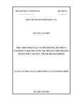 Thực hiện pháp luật về bồi thường, hỗ trợ và tái định cư khi nhà nước thu hồi đất trên địa bàn huyện thủy nguyên, thành phố hải phòng 