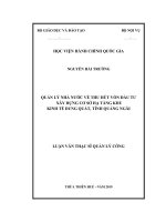 QUẢN lý NHÀ nước về THU hút vốn đầu tư xây DỰNG cơ sở hạ TẦNG KHU KINH tế DUNG QUẤT, TỈNH QUẢNG NGÃI 