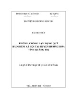 PHÒNG CHỐNG lạm DỤNG TRONG LĨNH vực QUỸ bảo HIỂM xã hội   từ THỰC TIỄN HUYỆN HƯỚNG hóa, TỈNH QUẢNG TRỊ 