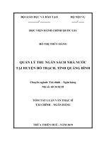 QUẢN lý THU NGÂN SÁCH NHÀ nước tại HUYỆN bố TRẠCH, TỈNH QUẢNG BÌNH 