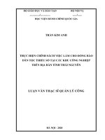Thực hiện chính sách việc làm cho đồng bào dân tộc thiểu số tại các khu công nghiệp trên địa bàn tỉnh thái nguyên 