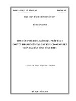 Tổ chức phổ biến, giáo dục pháp luật đối với thanh niên tại các khu công nghiệp trên địa bàn tỉnh vĩnh phúc 