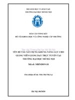 Xây dựng khung năng lực cho giảng viên giảng dạy trực tuyến tại trường đại học mở hà nội  mã số MHN2019 18 