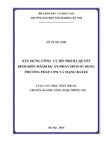 Xây dựng công cụ hỗ trợ ra quyết định điều hành dự án phần mềm sử dụng phương pháp CPM và mạng bayes