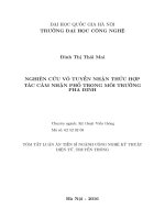 Tóm tắt luận án Tiến sĩ Công nghệ kỹ thuật Điện tử, Truyền thông: Nghiên cứu vô tuyến nhận thức hợp tác cảm nhận phổ trong môi trường pha đinh