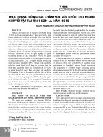 Thực trạng công tác chăm sóc sức khỏe cho người khuyết tật tại tỉnh Sơn La năm 2018