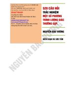 NBV 520 Câu hỏi trắc nghiệm một số PHƯƠNG TRÌNH LƯỢNG GIÁC THƯỜNG gặp 