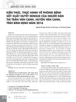 Kiến thức, thực hành về phòng bệnh sốt xuất huyết Dengue của người dân thị trấn Vân Canh, huyện Vân Canh, tỉnh Bình Định năm 2016