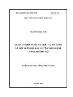 Quản lý nhà nước về trật tự an toàn xã hội trên địa bàn huyện thanh trì, thành phố hà nội 