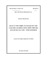 QLNN về giải quyết việc làm cho lao động nông thôn trên địa bàn huyện gia viễn, tỉnh ninh bình 