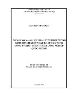 Nâng cao năng lực nhân viên khối văn phòng kinh doanh xuất nhập khẩu của tổng công ty kinh tế kỹ thuật công nghiệp quốc phòng