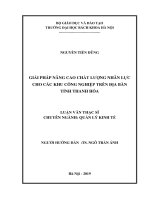 Giải pháp nâng cao chất lượng nhân lực cho các khu công nghiệp trên địa bàn tỉnh thanh hóa