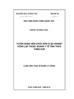 TUYỂN DỤNG VIÊN CHỨC đơn vị sự NGHIỆP CÔNG lập THUỘC NGÀNH y tế TỈNH THỪA THIÊN HUẾ 