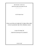 Nâng cao năng lực đội ngũ cán bộ, công chức cấp xã tại huyện việt yên, tỉnh bắc giang