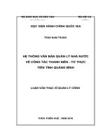 HỆ THỐNG văn bản QUẢN lý NHÀ nước về CÔNG tác THANH NIÊN   từ THỰC TIỄN TỈNH QUẢNG BÌNH 