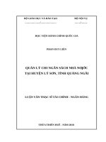 QUẢN lý CHI NGÂN SÁCH NHÀ nước tại HUYỆN lý sơn, TỈNH QUẢNG NGÃI 