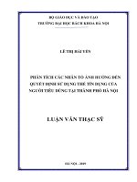 Phân tích các nhân tố ảnh hưởng đến quyết định sử dụng thẻ tín dụng của người tiêu dùng tại thành phố hà nội