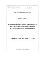 QUẢN lý đào tạo, bồi DƯỠNG NGUỒN NHÂN lực hợp tác xã NÔNG NGHIỆP TRÊN địa bàn HUYỆN PHÚ VANG, TỈNH THỪA THIÊN HUẾ 