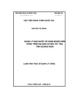 QUẢN lý NHÀ nước về GIẢM NGHÈO bền VỮNG TRÊN địa bàn HUYỆN tây TRÀ, TỈNH QUẢNG NGÃI 