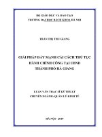 Giải pháp đẩy mạnh cải cách thủ tục hành chính công tại UBND thành phố hà giang