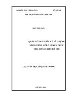 Quản lý nhà nước về xây dựng nông thôn mới ở huyện phúc thọ, thành phố hà nội 