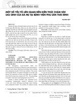 Một số yếu tố liên quan đến kiến thức chăm sóc sau sinh của bà mẹ tại Bệnh viện Phụ sản Thái Bình