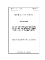 CHO VAY đối với PHỤ nữ NGHÈO tại QUỸ hỗ TRỢ PHỤ nữ NGHÈO THÀNH PHỐ ĐÔNG hà, TỈNH QUẢNG TRỊ 