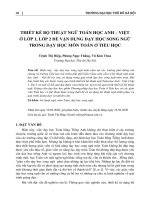 Thiết kế bộ thuật ngữ toán học Anh – Việt ở lớp 1, lớp 2 để vận dụng dạy học song ngữ trong dạy học môn Toán ở tiểu học