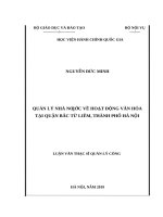 Quản lý nhà nước về hoạt động văn hóa tại quận bắc từ liêm, thành phố hà nội 