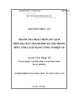 Thanh tra hoạt động du lịch trên địa bàn thành phố hà nội trong bối cảnh cách mạng công nghiệp 4 0 