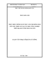 Thực hiện chính sách việc làm cho đồng bào dân tộc thiểu số tại các khu công nghiệp trên địa bàn tỉnh thái nguyên 