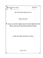 Nâng cao chất lượng quản lý nhà nước đối với quy hoạch đô thị ở thành phố hải phòng 