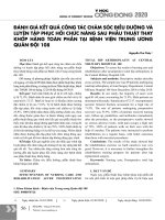 Đánh giá kết quả công tác chăm sóc điều dưỡng và luyện tập phục hồi chức năng sau phẫu thuật thay khớp háng toàn phần tại Bệnh viện Trung ương Quân đội 108